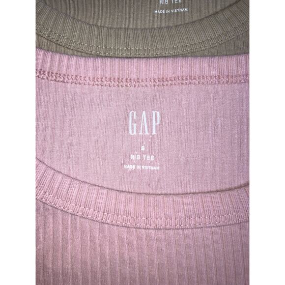 Bundle of 3 GAP Rib Tees Pink Tan White Small - Picture 2 of 4